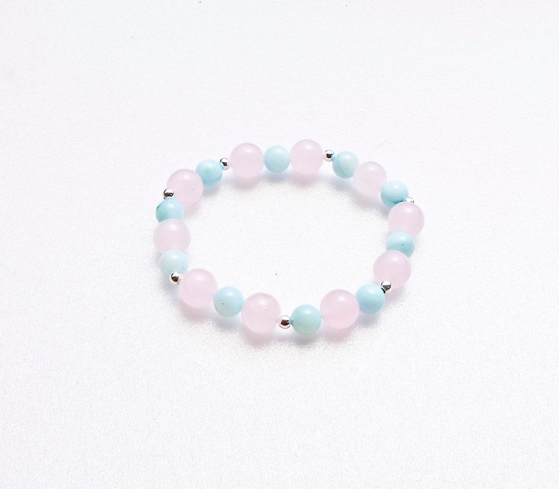 Ocean Rose 2 Powder Crystal White Marble Pure Silver Beads - Bracelets - Gemstone Pink
