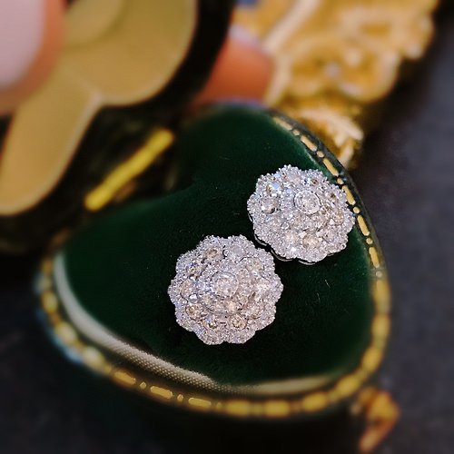 WhiteKuo高級珠寶訂製所 【WhiteKuo】18k白滿鑽鑽石72分雪花耳釘/耳環/耳針