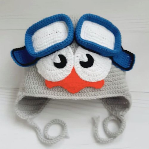 fairyland amigurumi Crochet hat penguin aviator, penguin crochet pattern, crochet pattern hat pengui