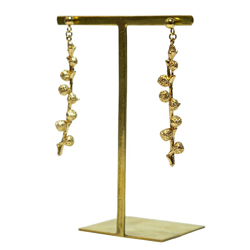 Gold Branch Earrings - ต่างหู - โลหะ สีทอง