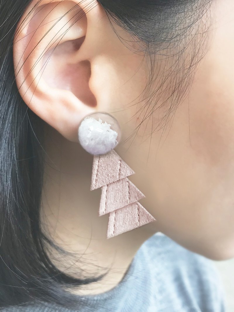 【VOOME x JL INSPIRATION Crossover collection】Snowflake tree(triple) earrings - Earrings & Clip-ons - Nylon Pink