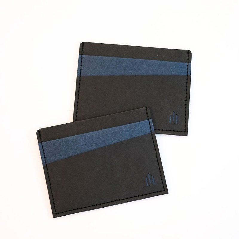 LOGINHEART | Double-sided induction card holder for gentlemen, black and blue induction does not interfere with 5 card layers paper leather - Wallets - Paper 