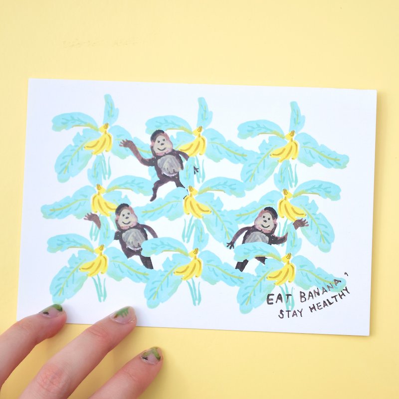 擇手系列－摘蕉猩 明信片／三送一 - 卡片/明信片 - 紙 多色