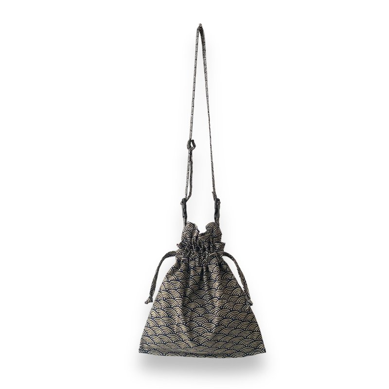 Drawstring Bag With Removable Shoulder Strap - 側背包/斜背包 - 棉．麻 藍色