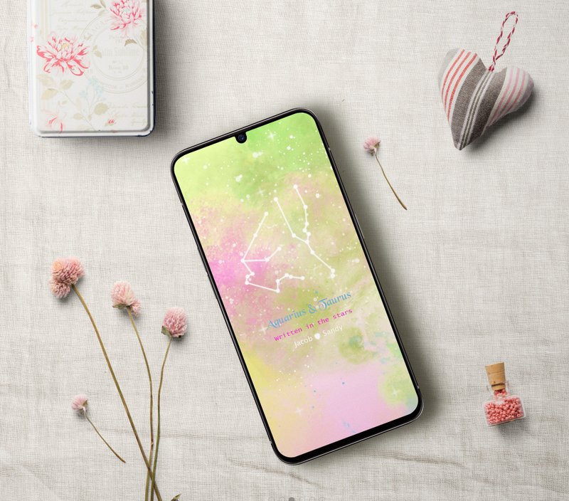 手機壁紙客制化客製/ 星座客製/ 情侶禮物/送男生女生紀念電子檔 - 電腦手機桌布/貼圖/App 圖示 - 其他材質 