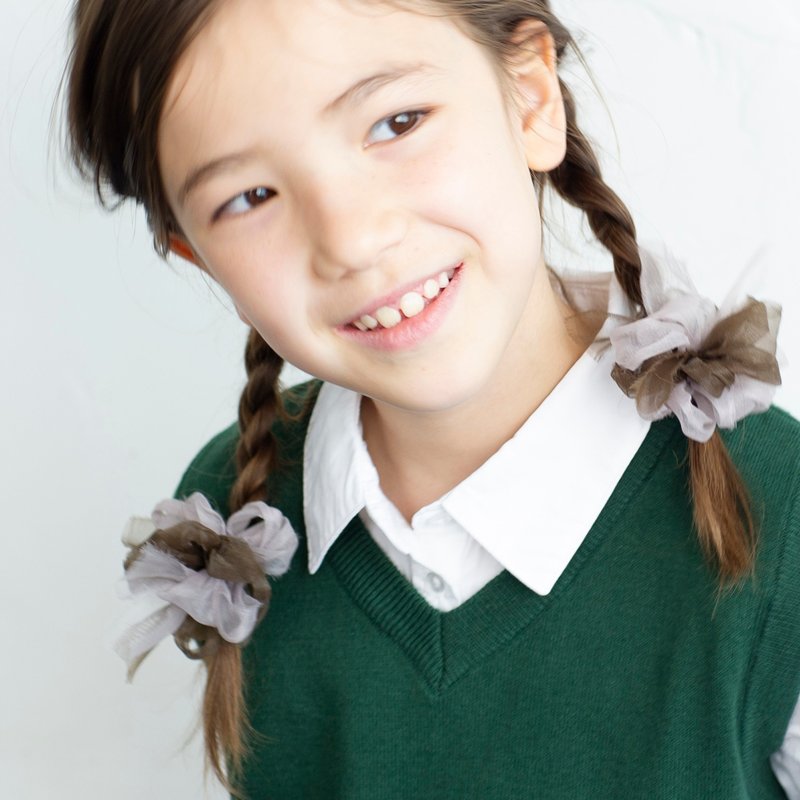 Kids | Blooming Hair Elastic | School | Brown - หมวกเด็ก - ไฟเบอร์อื่นๆ สีนำ้ตาล