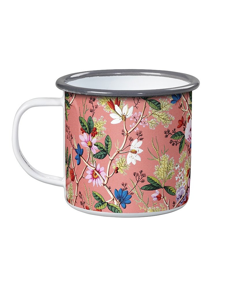 British Wild&Wolf and V&A design 珐琅 mug (pink flower sketch) 瑕疵 out of print - แก้วมัค/แก้วกาแฟ - วัตถุเคลือบ 
