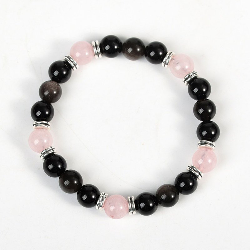 [Natural crystal bracelet] Obsidian pink crystal bracelet/evil crystal - สร้อยข้อมือ - คริสตัล สึชมพู