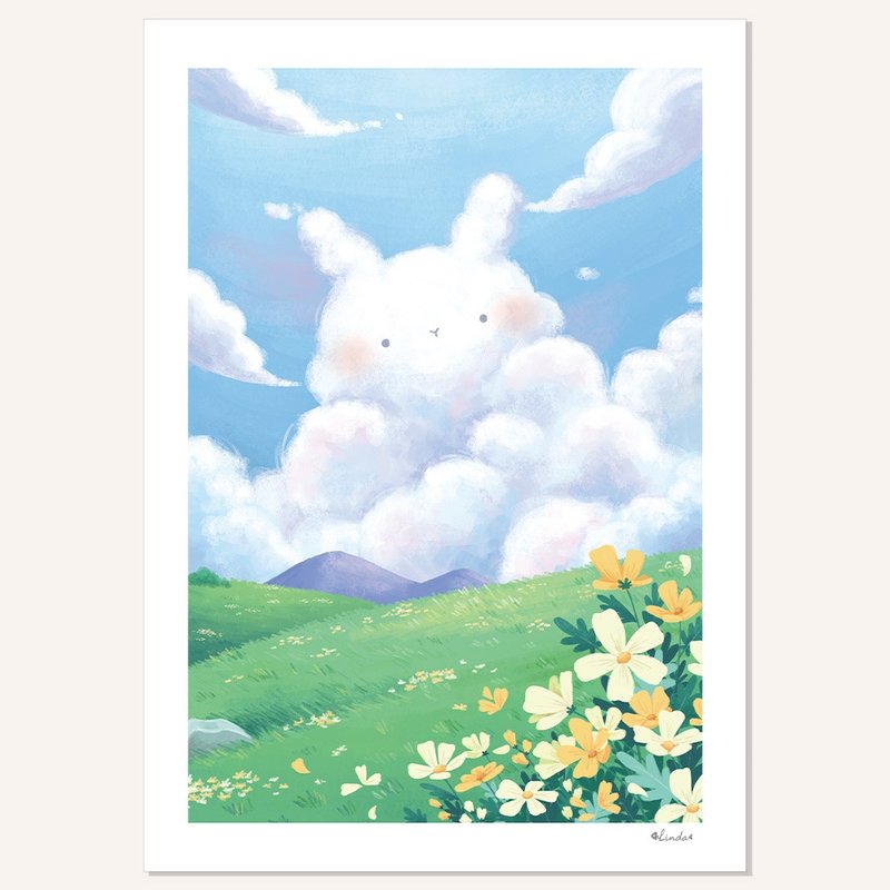 印刷裝飾畫 掛畫 無框畫【兔兔雲】 - 海報/掛畫/掛布 - 紙 多色