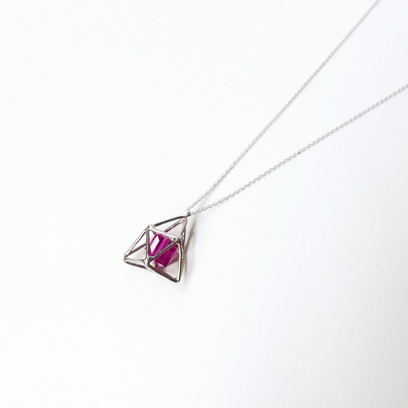 Geometric necklace silver - Necklaces - Other Metals Pink