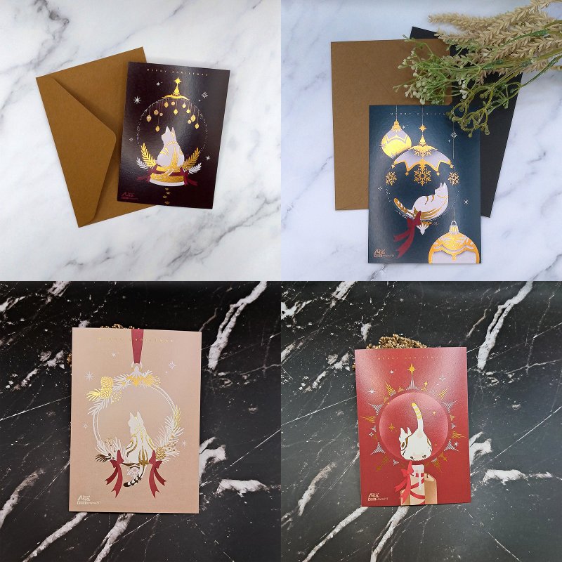 Gold stamp postcard- golden xmas - การ์ด/โปสการ์ด - กระดาษ 