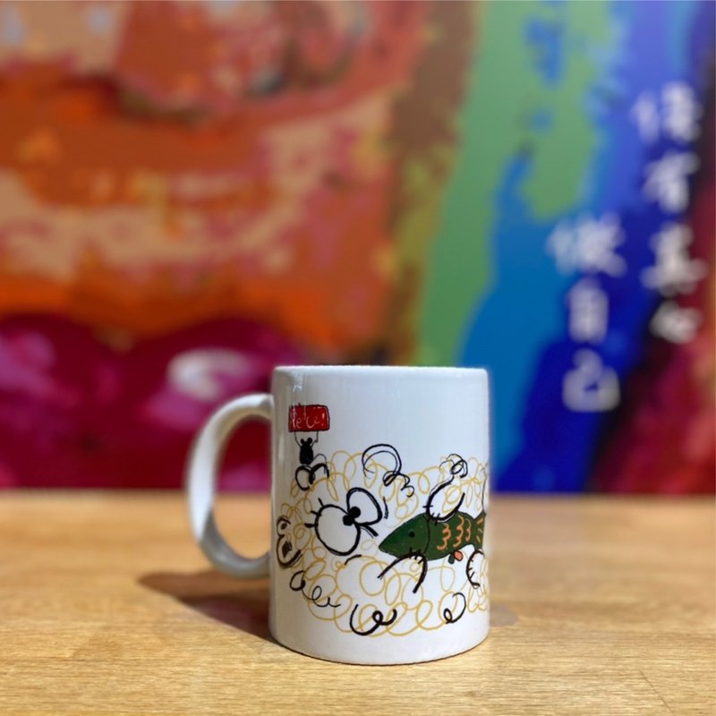 【Mug & Ceramic Coaster Set】EAT - แก้ว - เครื่องลายคราม ขาว