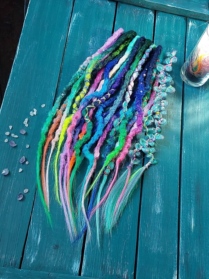 Partial accent dreads set Crochet synthetic dreads Wavy dreadlocks Festival hair - Hair Accessories - Plastic Multicolor