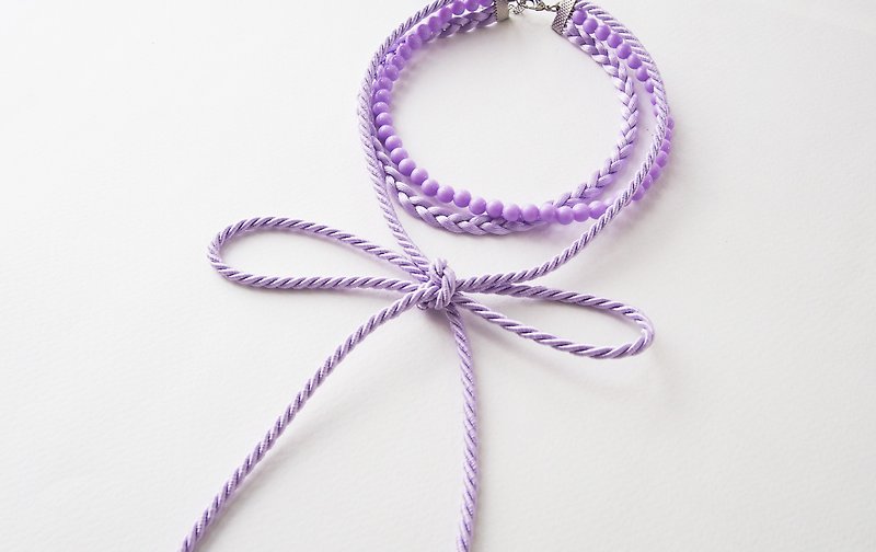 Pastel Lilac three layers choker - 項鍊 - 其他材質 紫色
