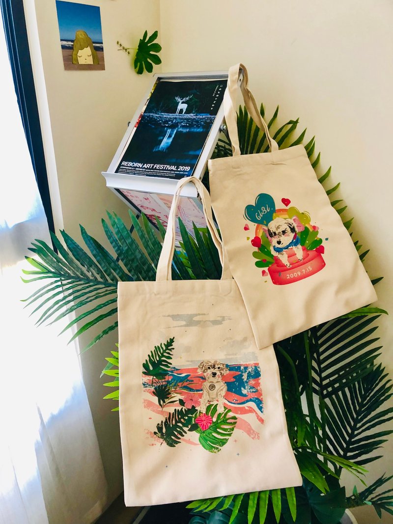 插畫似顏繪週邊-帆布袋布包手提袋-客製化明信片 - 手提包/手提袋 - 其他材質 