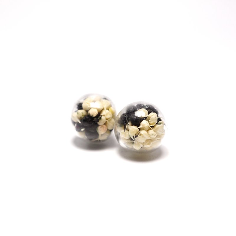 A Handmade black and white glass ball earrings match Gypsophila - Earrings & Clip-ons - Plants & Flowers 