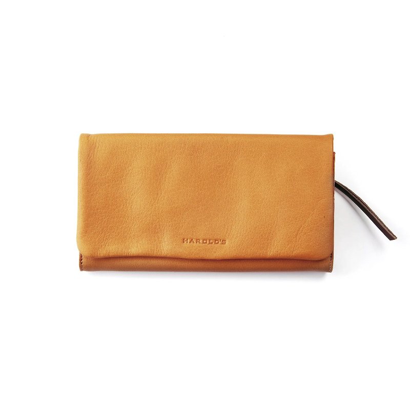 German Harolds Chakral long clip/yellow/genuine leather/wallet/wallet/handmade - กระเป๋าสตางค์ - หนังแท้ สีเหลือง