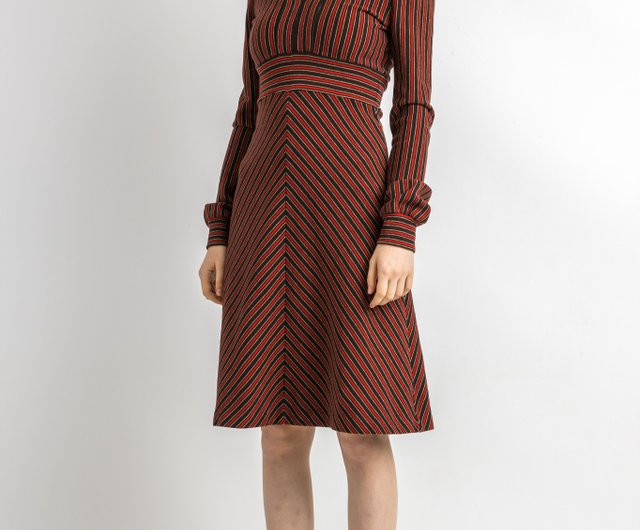 70s Vintage Diane von Furstenberg Wool Striped V neck Dress 5889