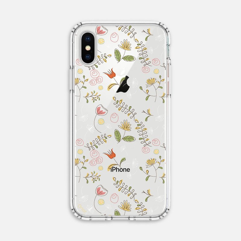 iPhone X-Floral Print【MUSTARD YELLOW】crystals phone case - Phone Cases - Plastic Transparent