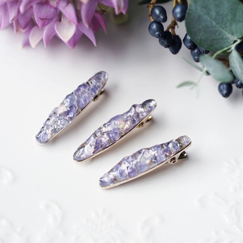 タンザナイトとオパールのジュエル・ヘアクリップ　Fatima - 髮圈/髮夾 - 寶石 紫色
