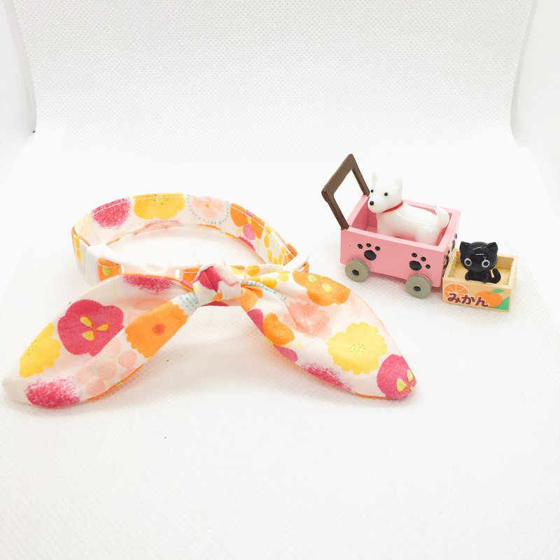 MaoFenBiBiオレンジキャンディー - 手作りヘップバーンタオル＆手作り襟 - 首輪・リード - コットン・麻 