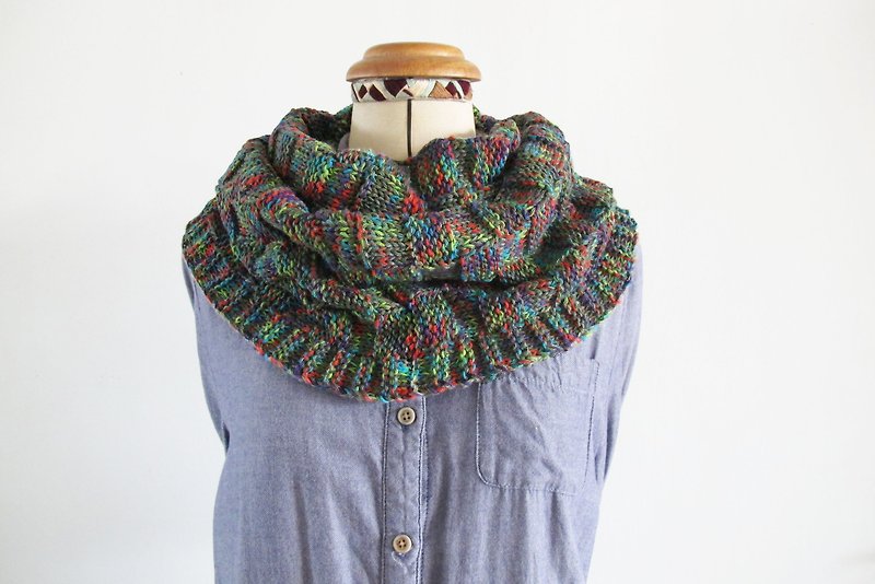 Lan wool scarf (color yarn green) - ผ้าพันคอถัก - เส้นใยสังเคราะห์ สีเขียว