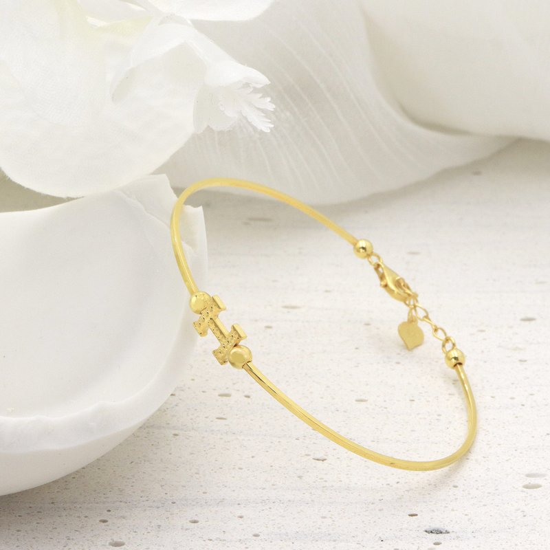 Kimura Light Jewelry/18K Gold/Simple H Bracelet 18K Gold Bracelet - สร้อยข้อมือ - เครื่องประดับ สีทอง