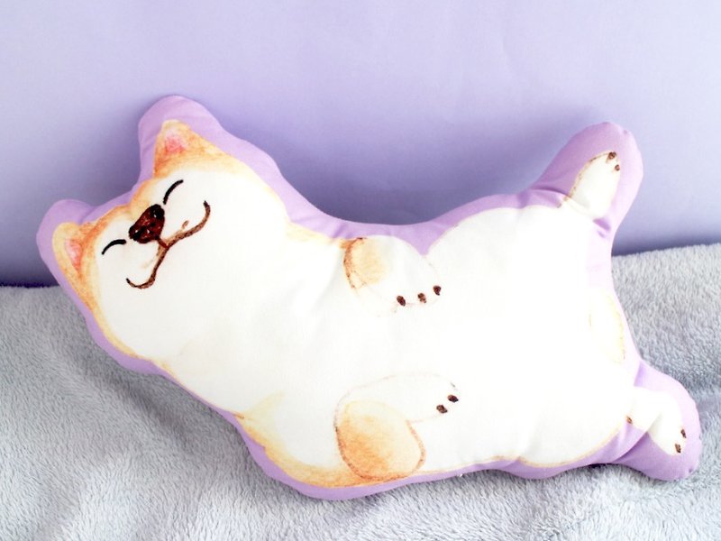 柴犬 小狗 抱枕 咕𠱸 - 枕頭/抱枕 - 棉．麻 紫色