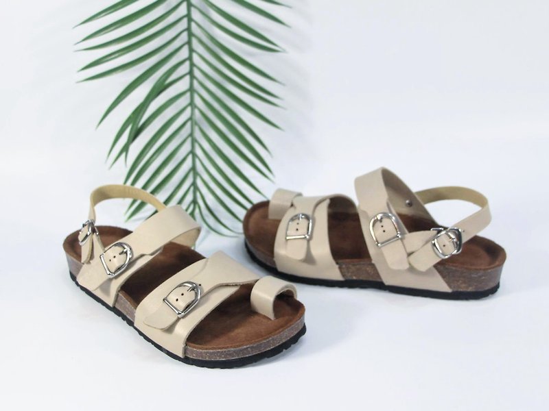 A pair of corrective sandals for hallux valgus + orthotic device//m - Sandals - Genuine Leather Khaki
