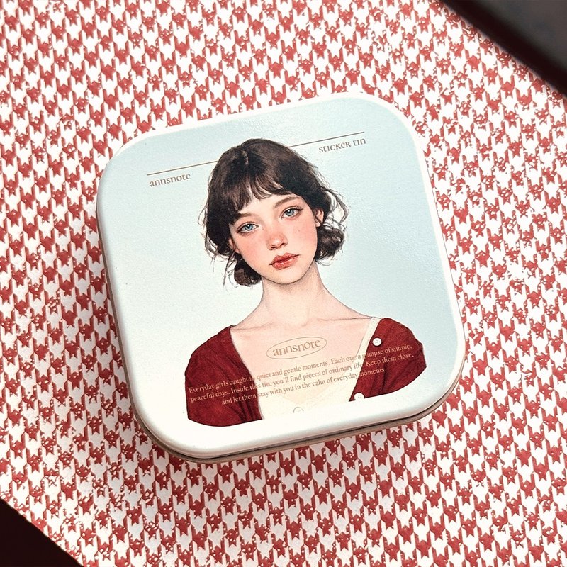 metal tin box + girl sticker 22types (anns note) vintage prop locker - 文件夾/資料夾 - 其他金屬 多色