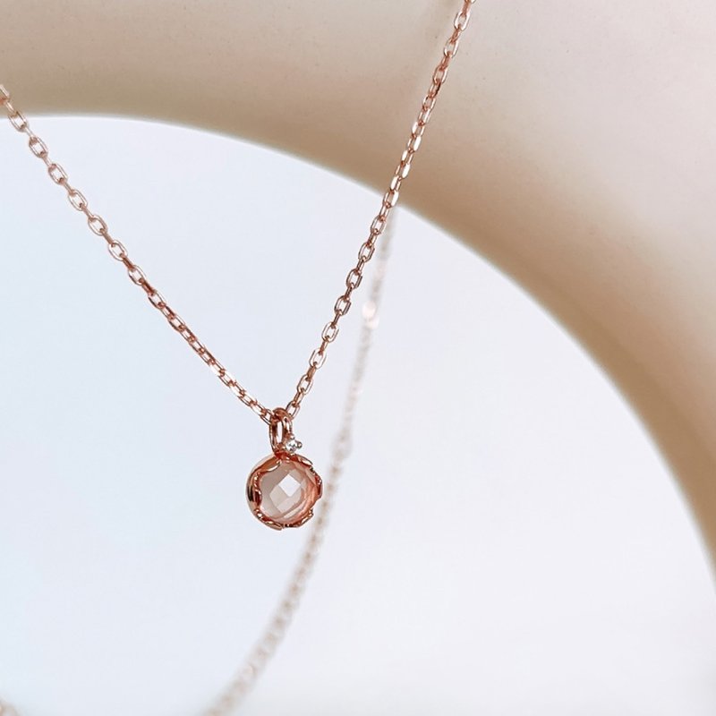 NEW Pre-order Rose Quartz [Morning Reflection] s925 sterling silver necklace || Exclusive edition - Necklaces - Sterling Silver Pink