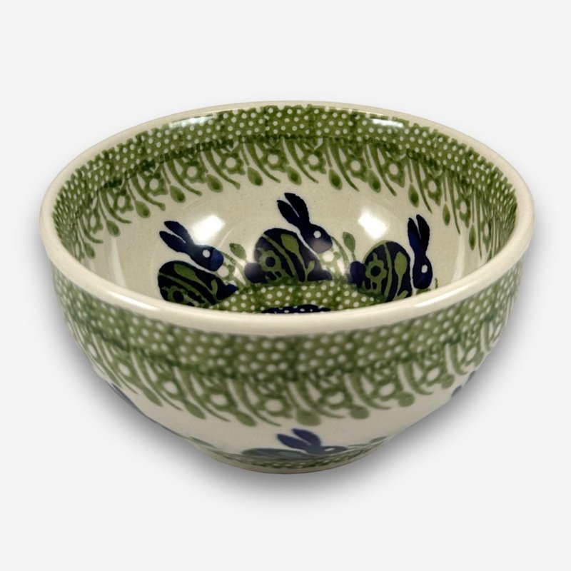 Polish hand-painted pottery-rice bowl 13cm Wasteland Hare series designer model - ถ้วยชาม - ดินเผา สีเขียว