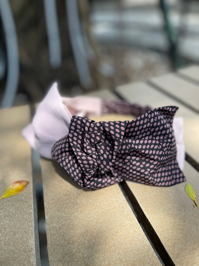 灰粉紫點點 鬆緊寬髮帶 - 髮箍/髮帶 - 棉．麻 紫色