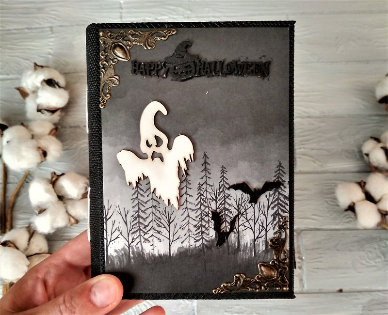 กระดาษ สมุดบันทึก/สมุดปฏิทิน สีดำ - Gothic junk journal handmade Wicked witch notebook Nightmare gothic grimoire