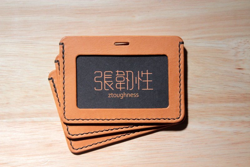 [Identification card holder] No lanyard card holder, card holder, genuine leather, leather, horizontal - ที่ใส่บัตรคล้องคอ - หนังแท้ สีนำ้ตาล