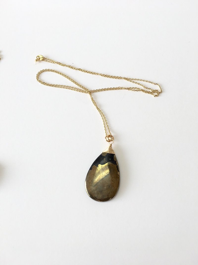 Pyrite chain necklace  - 項鍊 - 石頭 金色