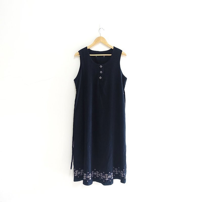 │Slowly │ dark blue. Bridle flannel - strap long vintage dress │ vintage. Vintage. - One Piece Dresses - Other Materials Blue