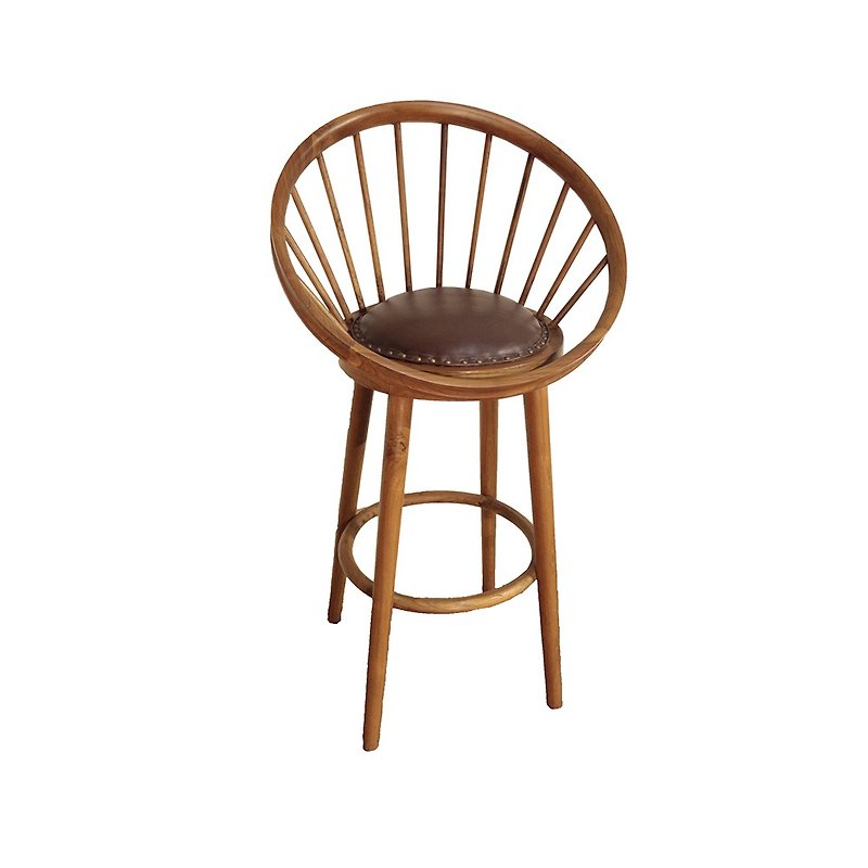 【吉迪市100%全柚木家具】PP034SL造型皮墊高腳椅 休閒椅 單人椅 - 椅子/沙發 - 木頭 咖啡色