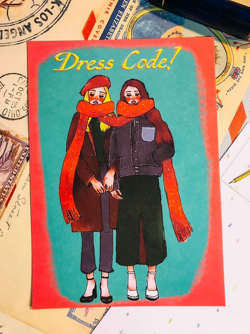 Dress Code 聖誕明信片 - 卡片/明信片 - 紙 紅色