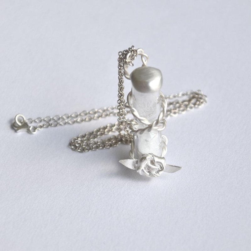 Rose mini-hourglass necklace 03, silver jewellery, 925 sterling silver - สร้อยคอ - เงินแท้ สีเงิน