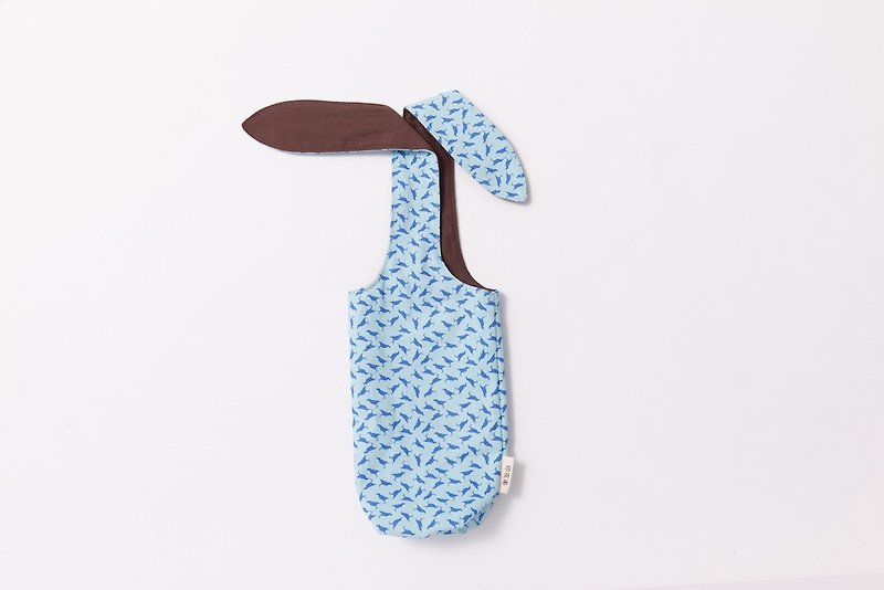 Rabbit ear bottle / sea impression / Taiwan starling 4 / blue - Beverage Holders & Bags - Cotton & Hemp 