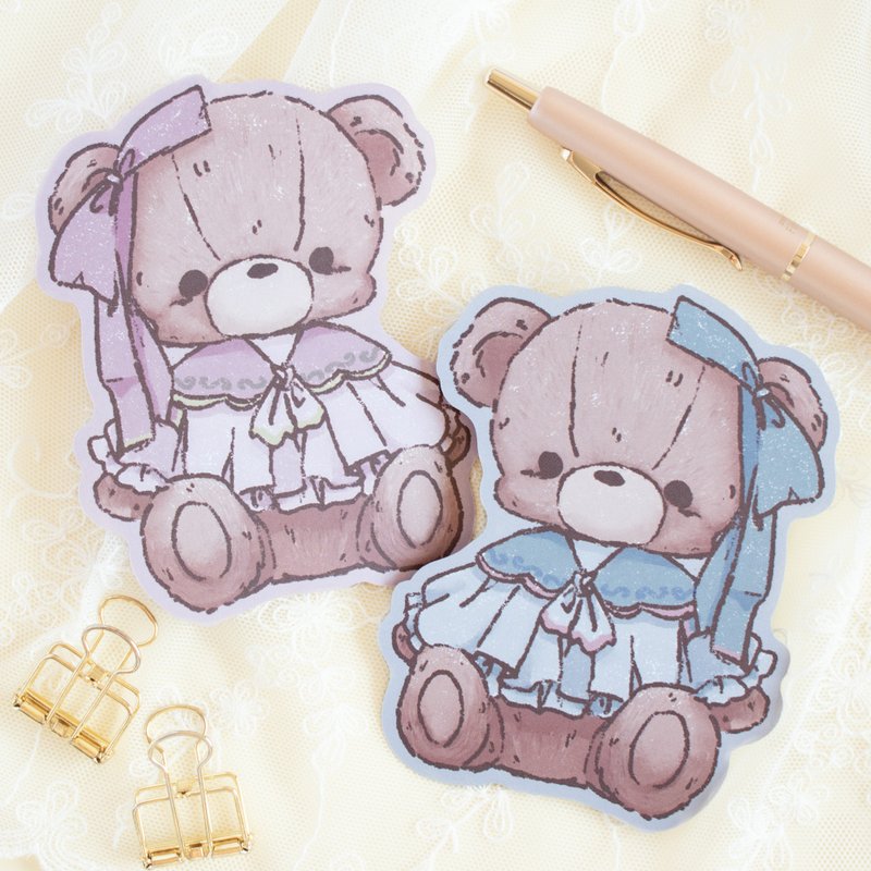 Die cut memo sheets - ruffled cape teddy bear - กระดาษโน้ต - กระดาษ สึชมพู