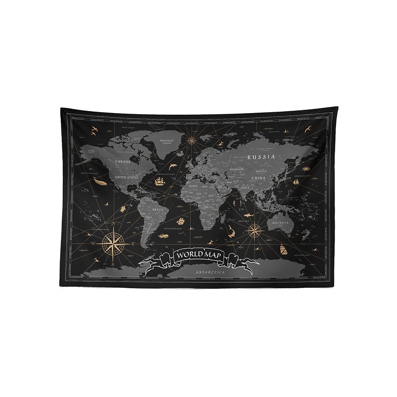 Vintage world map tapestry - Posters - Polyester Black