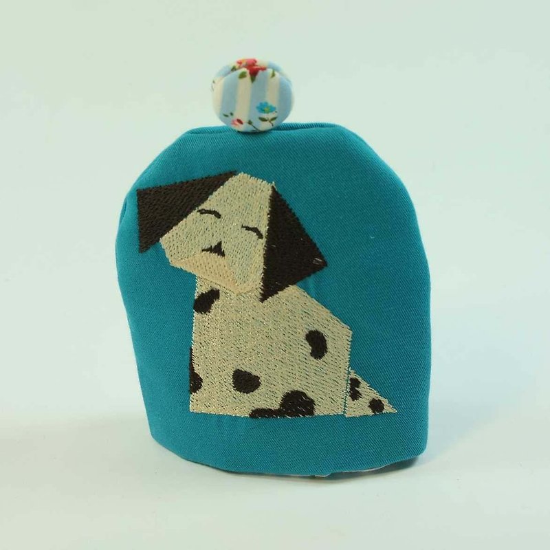 刺繡 鐘型鑰匙包01--狗 - 鑰匙圈/鑰匙包 - 棉．麻 藍色