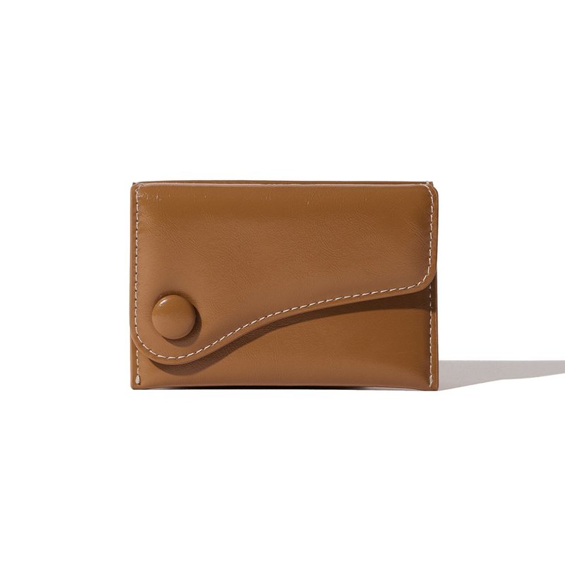 DOT Saddle Slim mini Card Wallets cognac wood - 皮夾/長短夾/錢包 - 真皮 咖啡色
