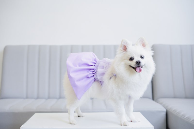 小清新蕾絲吊帶裙 - 寵物衣服 - 棉．麻 紫色