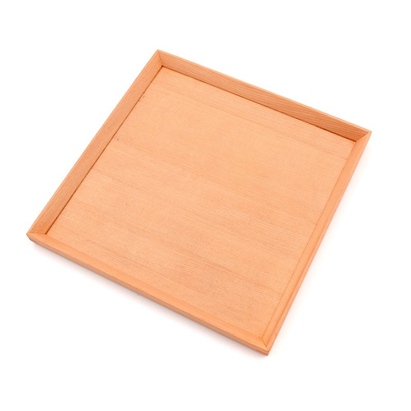 Taiwan cypress wood multi-purpose tray - square narrow side | small living things storage tray, solid wood shallow dinner plate - Serving Trays & Cutting Boards - Wood Gold