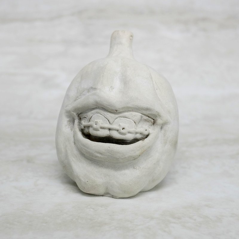 Cement 。Pumpkin Paperweight 『A confident smile』 - Items for Display - Cement Gray