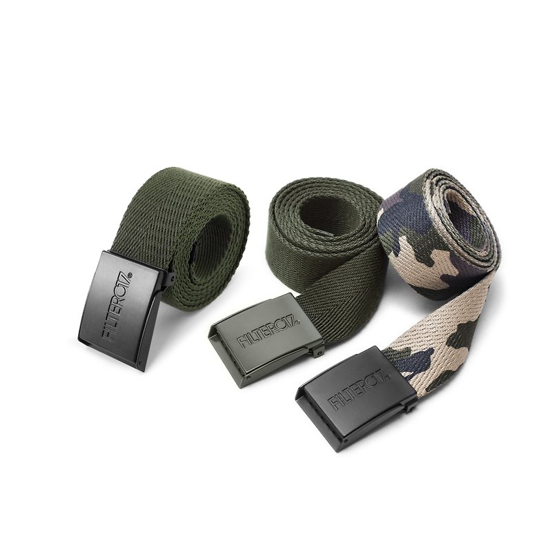 Filter017 Foundation Webb Belt / Canvas Metal Buckle Belt (Army Green Black Buckle) - Belts - Other Metals 
