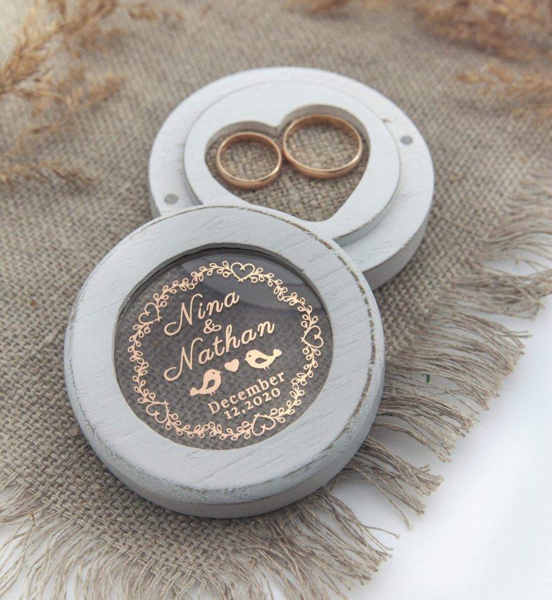 White Engagement wedding ring box for wedding ceremony custom personalized cases - 其他 - 木頭 